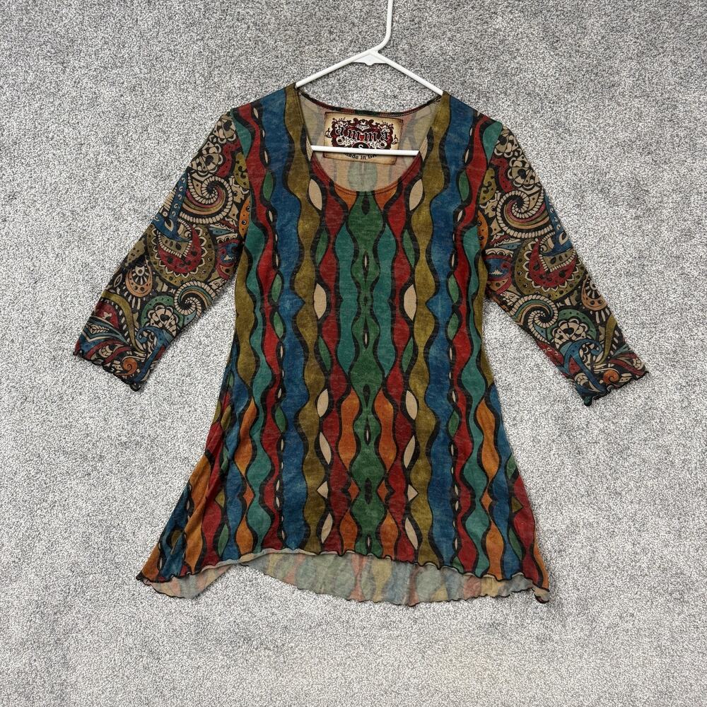 Amma Design Tunic Blouse S Psychedelic Artsy Whimsigoth Indie Festival USA Made